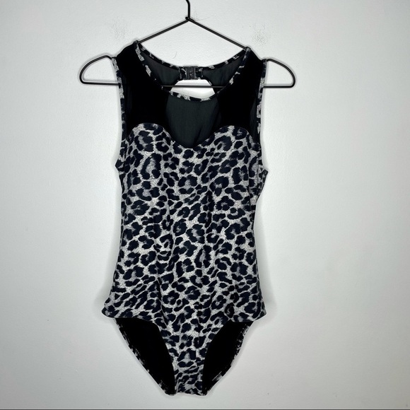 Niptuck Swim Black Mesh & Leopard One Piece Swim - Picture 2 of 11